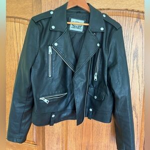 Levi's Black Vegan Leather Moto Jacket with Asymmetrical Zipper